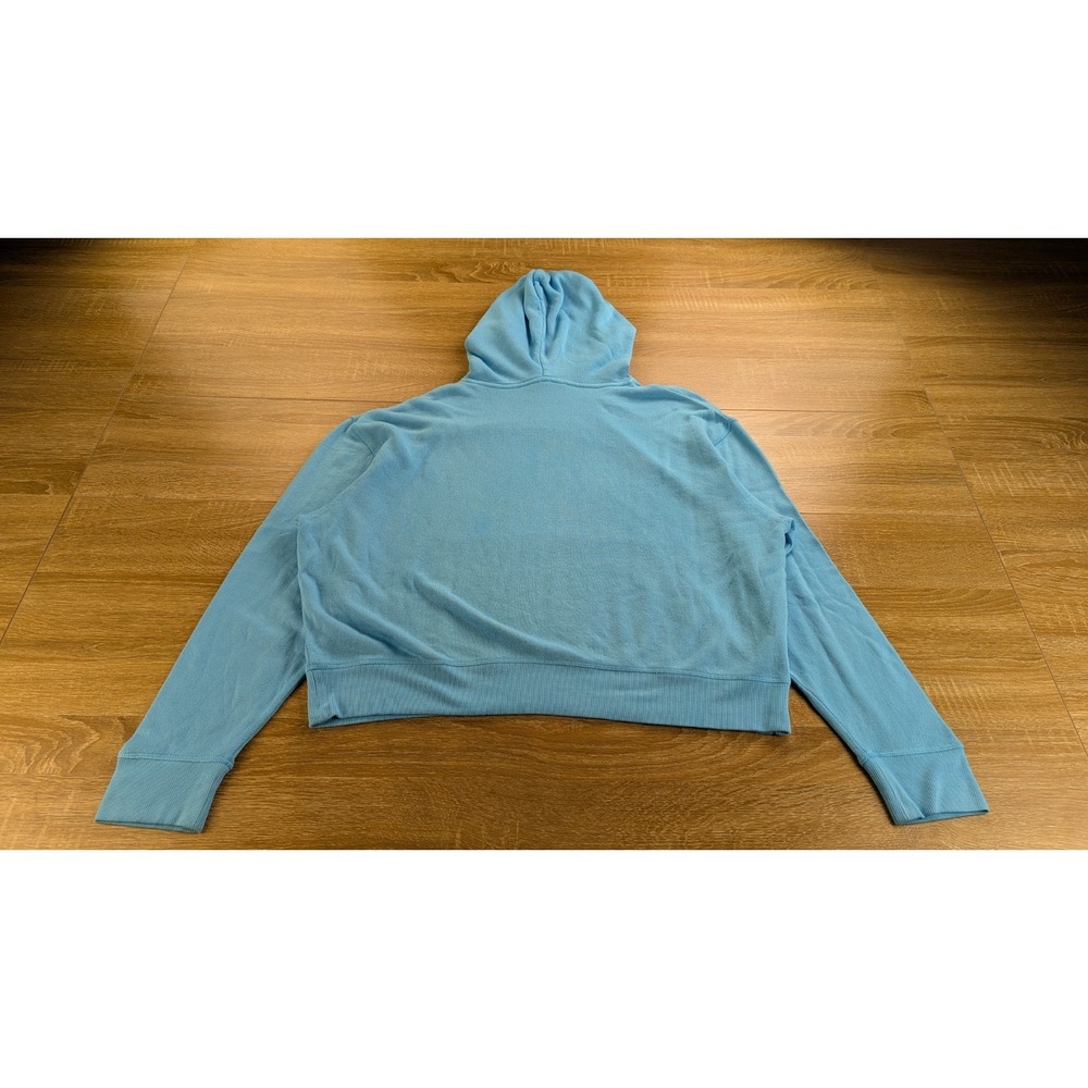 SKIMS Light French Terry Cropped Hoodie Size XL Color Cyan Blue Pullover - Picture 7 of 7